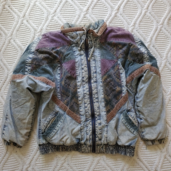Vintage 80's New York Girl Denim Patch Jacket - Picture 1 of 8